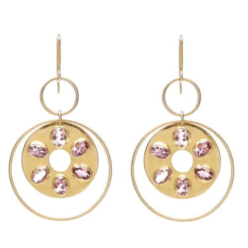 14k Gold and Pink Tourmaline Asma Earrings