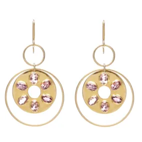 14k Gold and Pink Tourmaline Asma Earrings