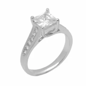 14k Solid Gold Elegant ladies Modern Tapered Square Solitaire Ring D2039v