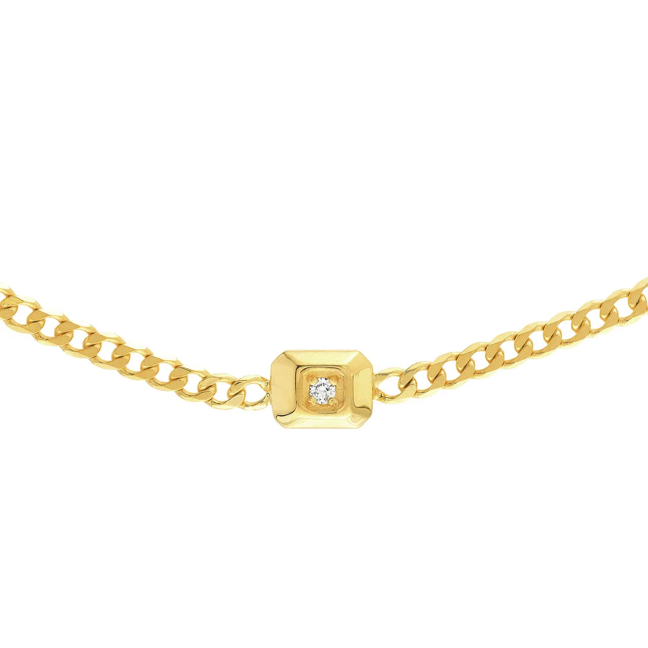 14kt Gold 0.03 CTW Raised Diamond Open Curb Chain Choker