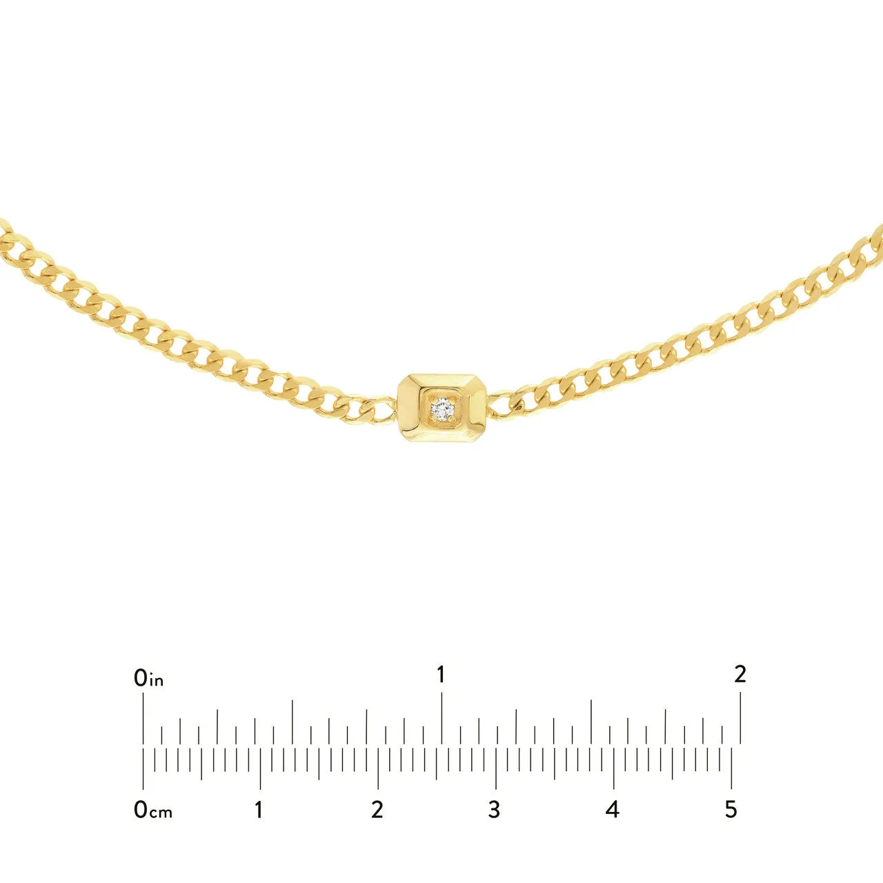 14kt Gold 0.03 CTW Raised Diamond Open Curb Chain Choker