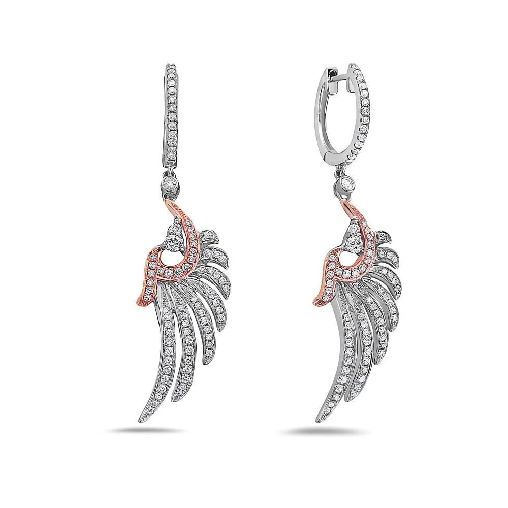 18K White Gold Ladies Earrings With Round Shaped Diamonds