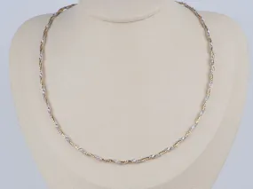 18K Yellow and White Gold Dual Tone Triple Braided Wire Twist Choker Necklace 9.43g R4615