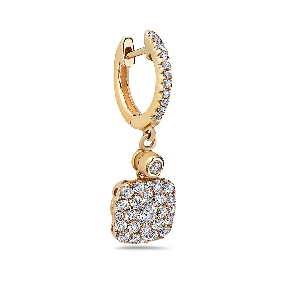 18K Yellow Gold Ladies Earrings With 1.04 CT Diamonds