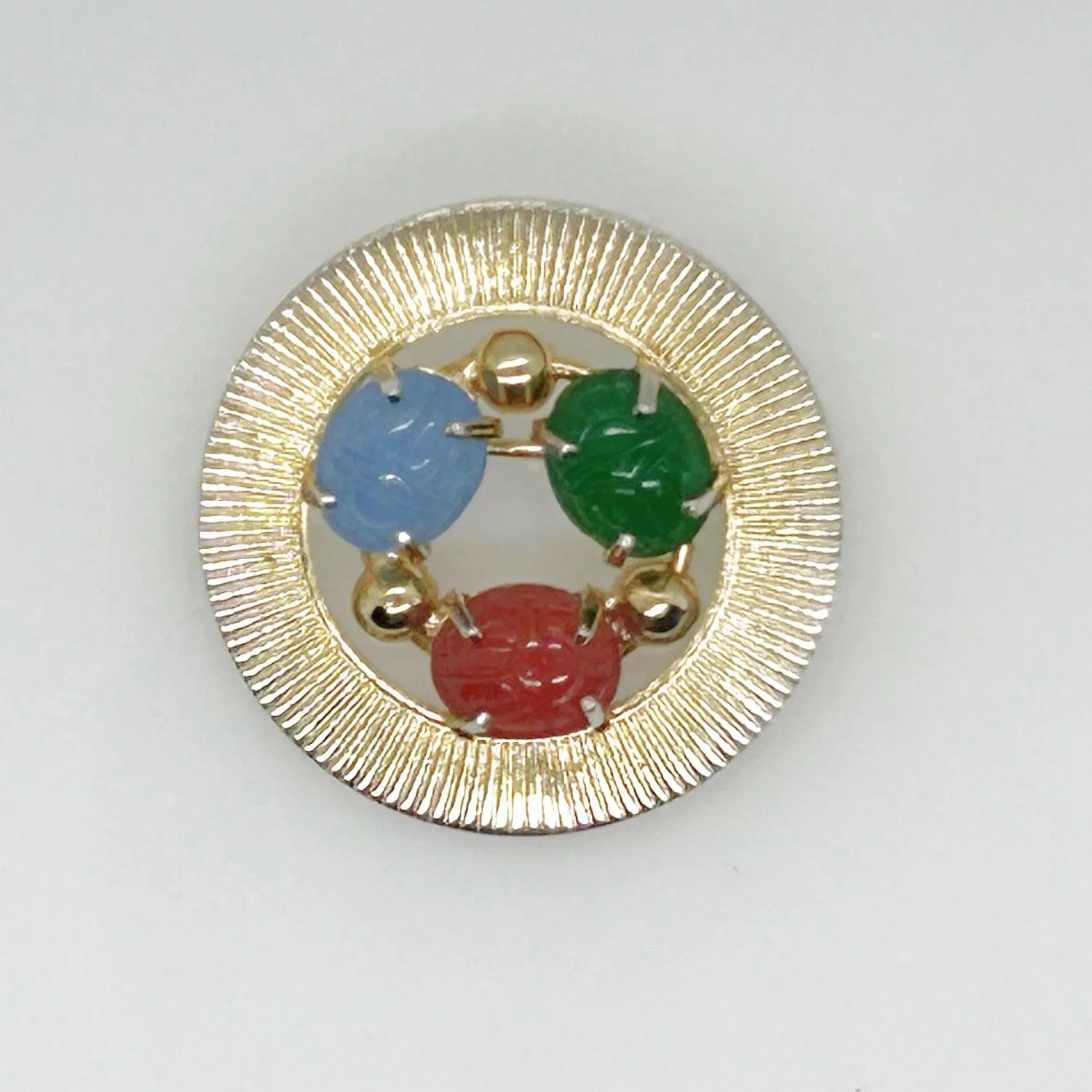 1950s Circular Egyptian Revival Scarab Brooch