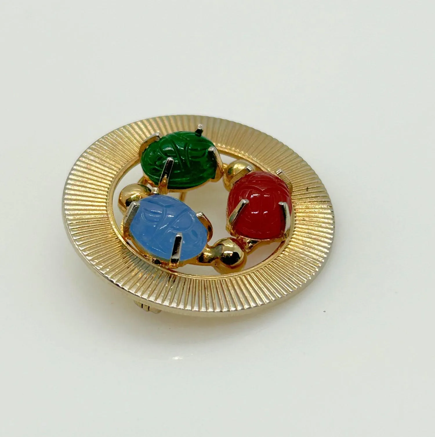 1950s Circular Egyptian Revival Scarab Brooch