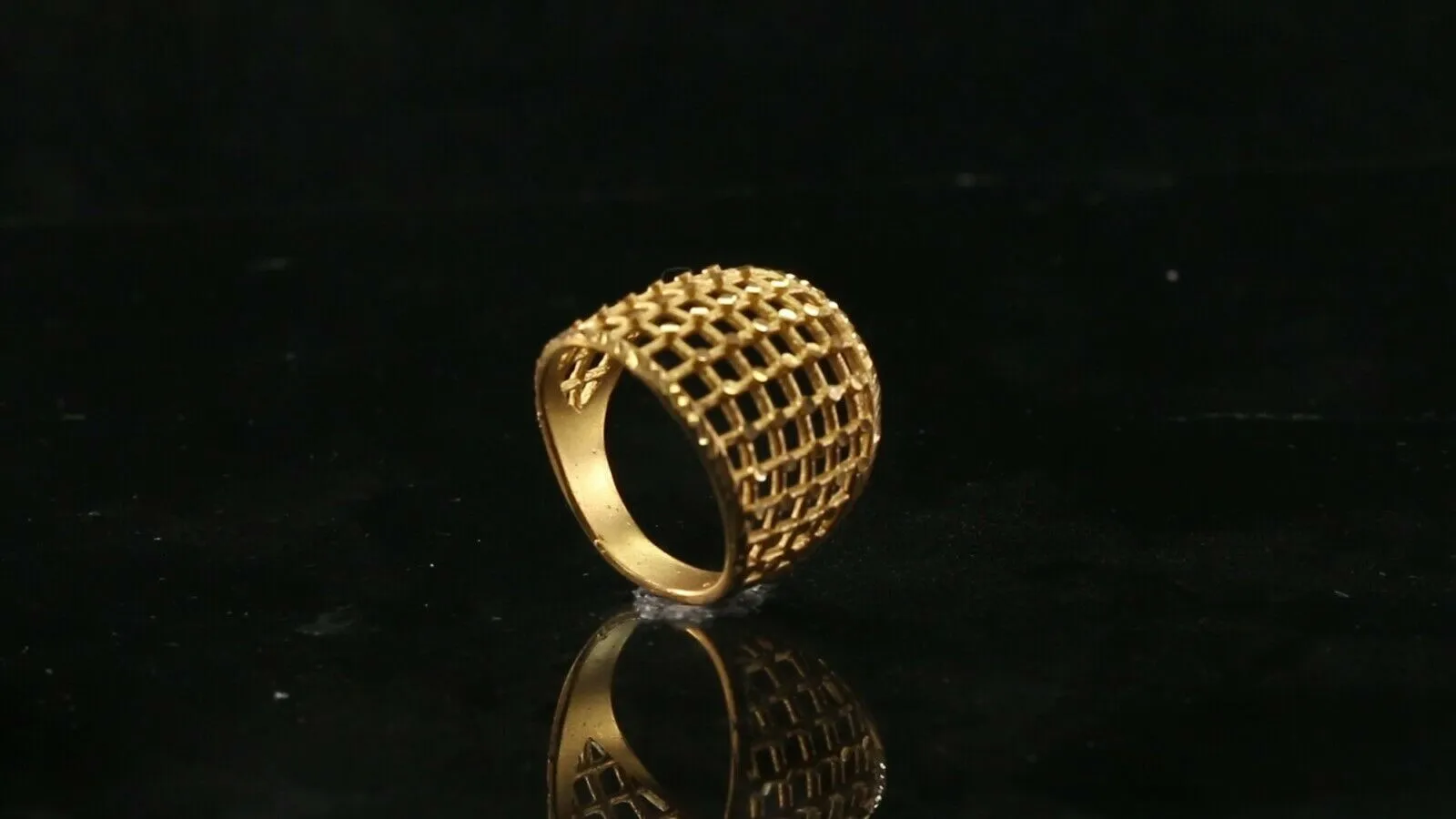 22k Ring Solid Gold ELEGANT Charm Ladies Cross Net Band SIZE 7 RESIZABLE r2346