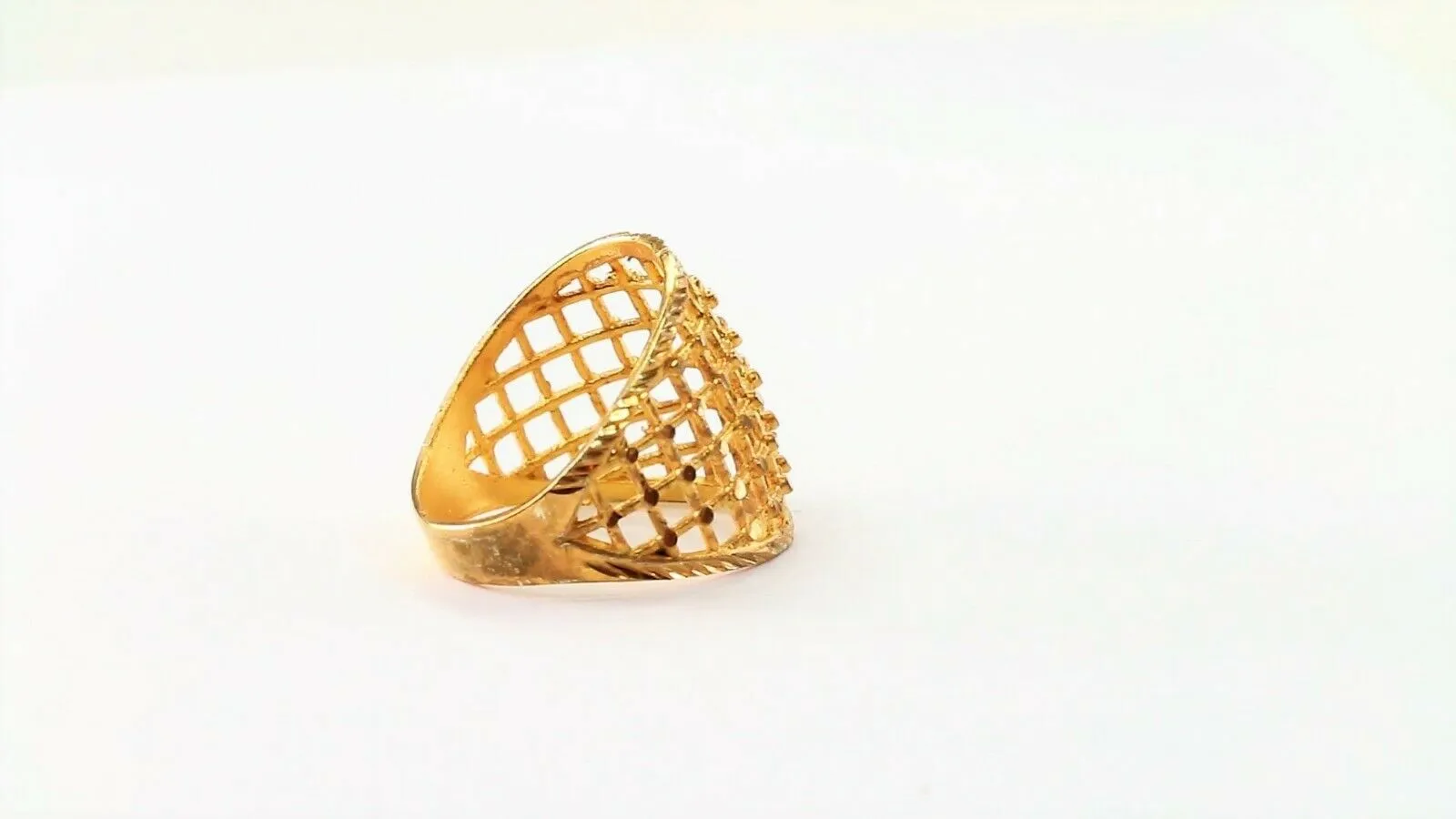 22k Ring Solid Gold ELEGANT Charm Ladies Cross Net Band SIZE 7 RESIZABLE r2346