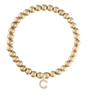 6MM Gold Ball Initial Bracelet