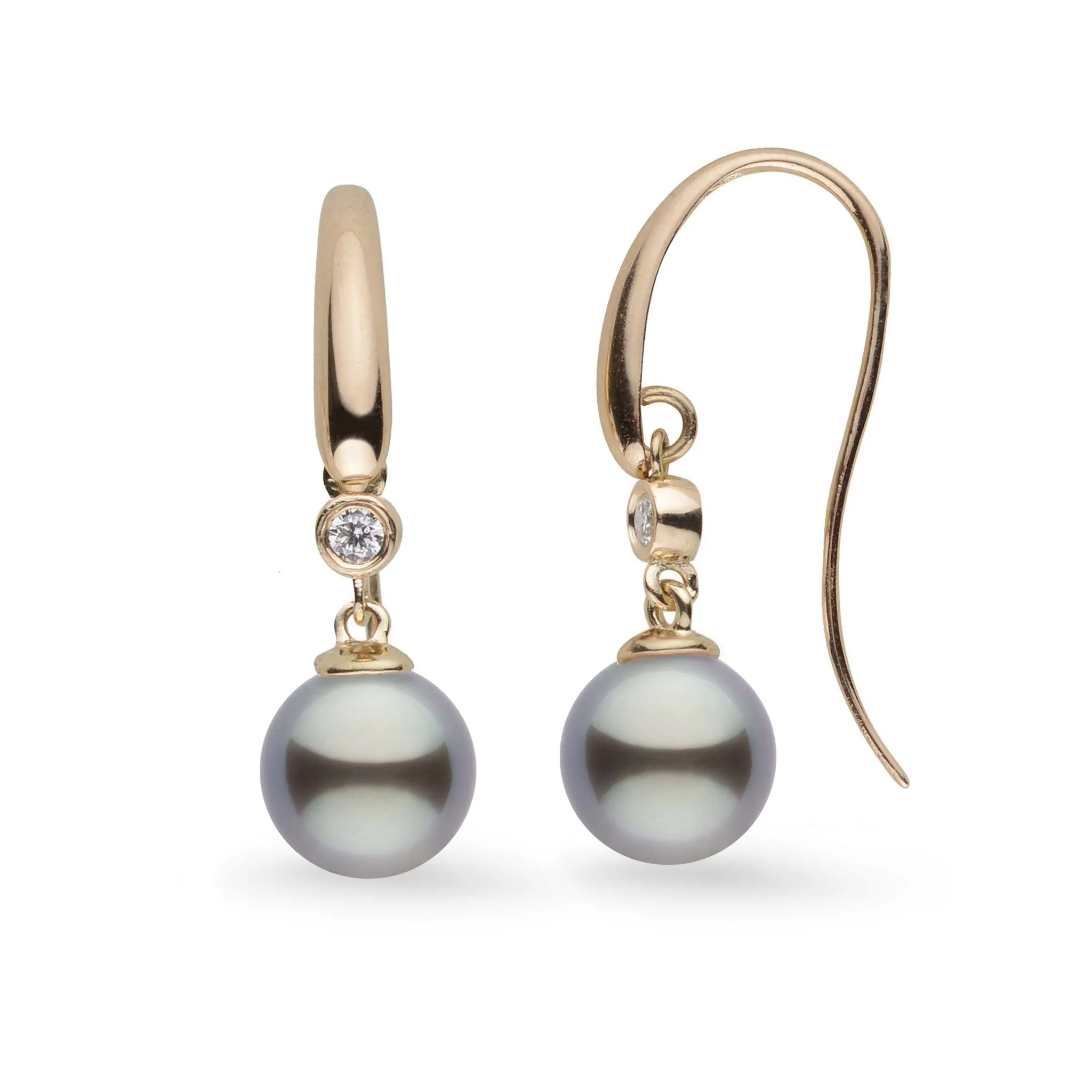 9.0-10.0 mm Tahitian Pearl and Diamond Cascade Collection Earrings