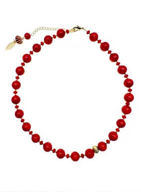 Adorable Red Bamboo Coral Choker Necklace KN048