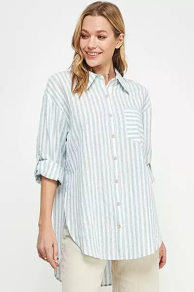 AE Breezy Linen Boyfriend Shirt