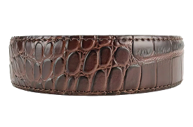 Alligator Embossed Coffee 1 3/8 Leather Dress Strap