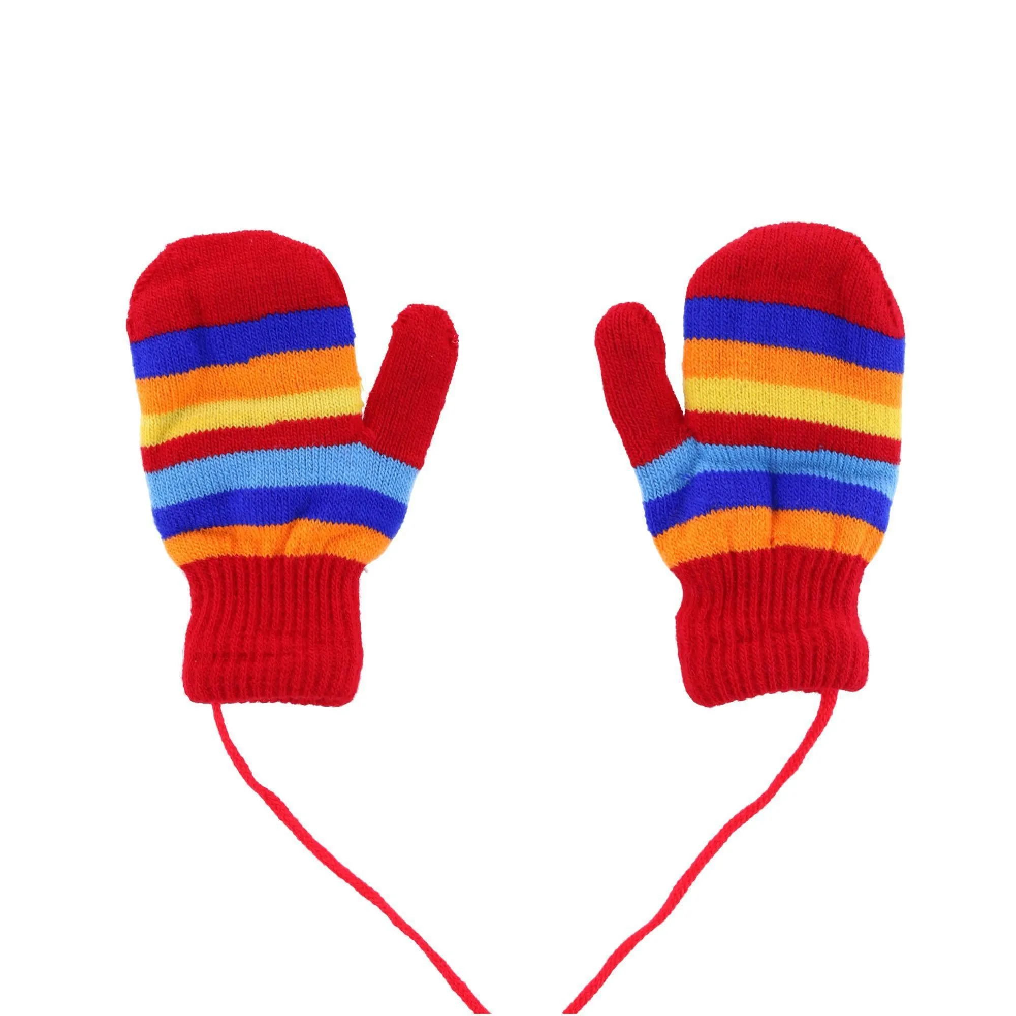 Angela & William Kids' Knit Striped Mitten with Keeper String