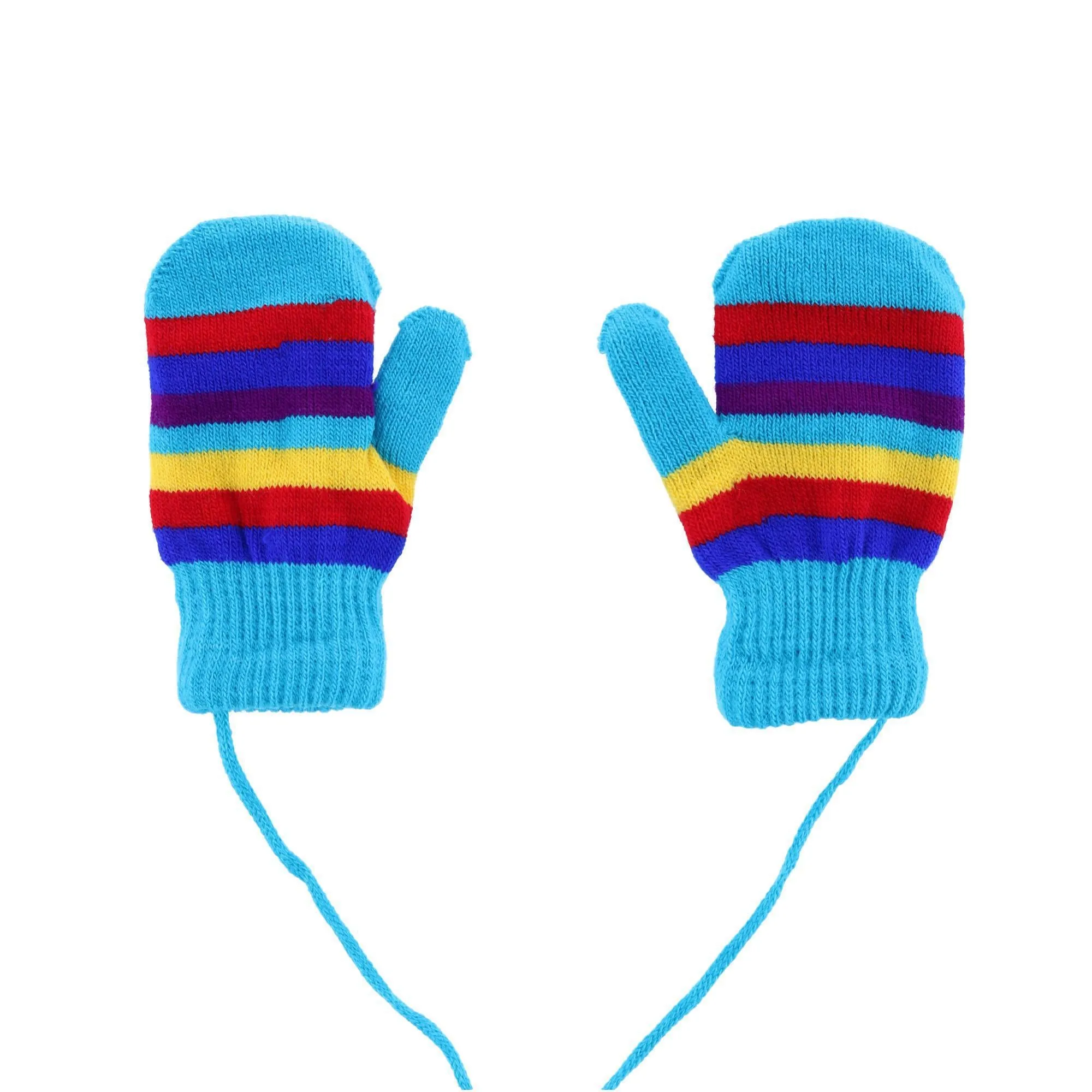 Angela & William Kids' Knit Striped Mitten with Keeper String