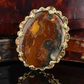 Antique Victorian Picture Agate Brooch