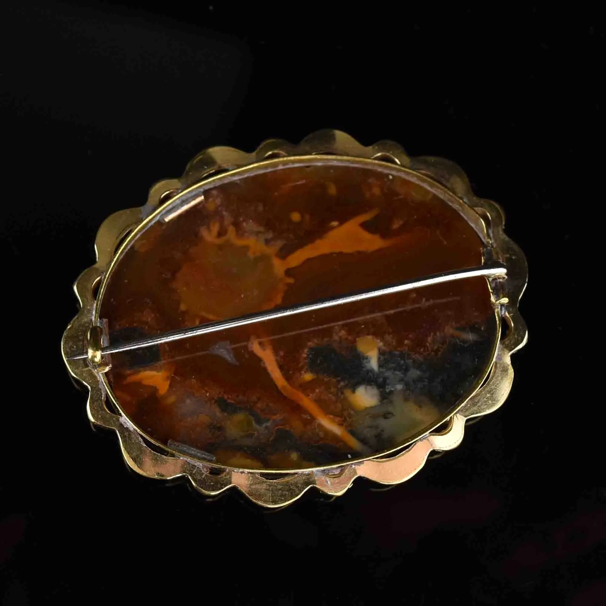 Antique Victorian Picture Agate Brooch