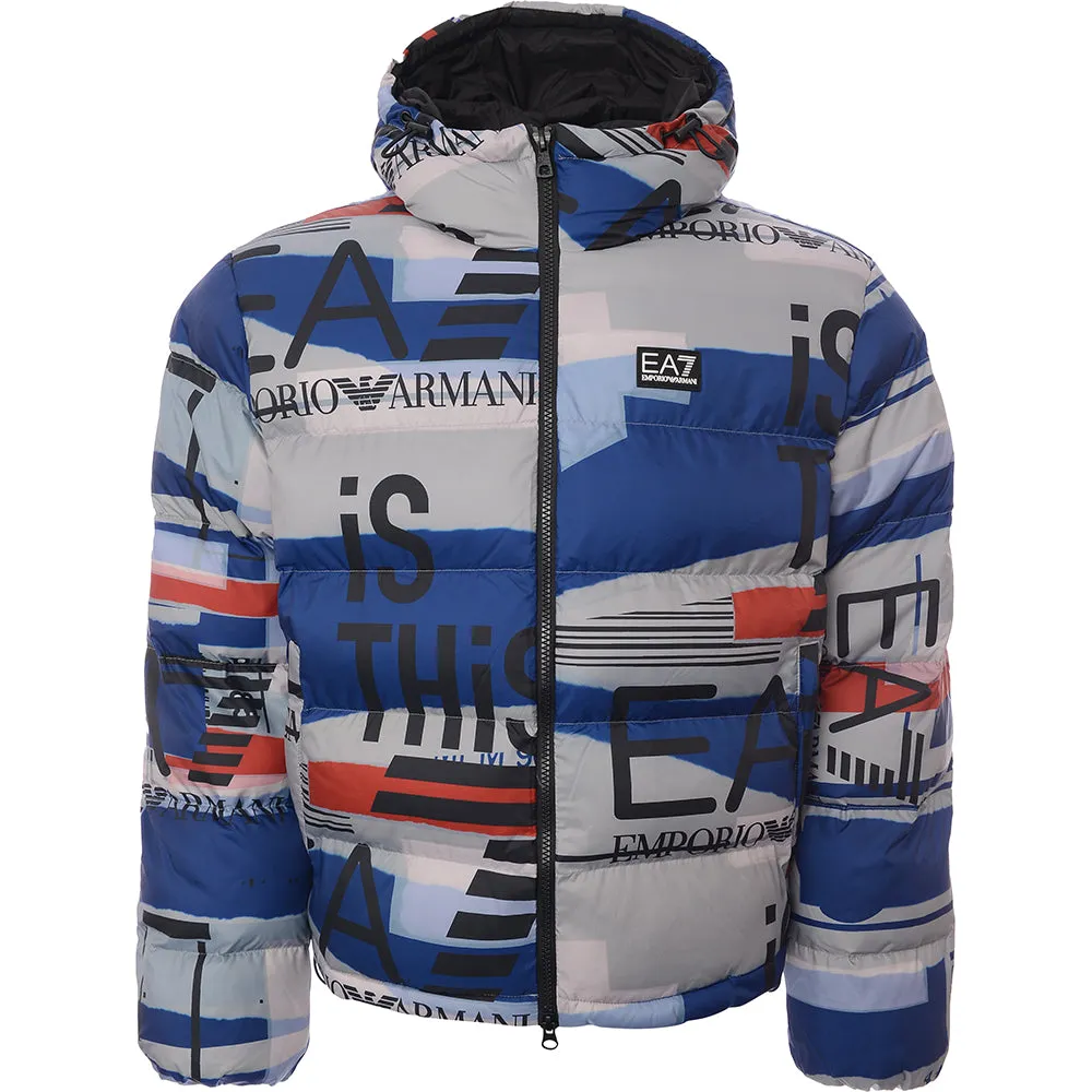 Armani EA7 Mens Print Puffer Coat in Multi