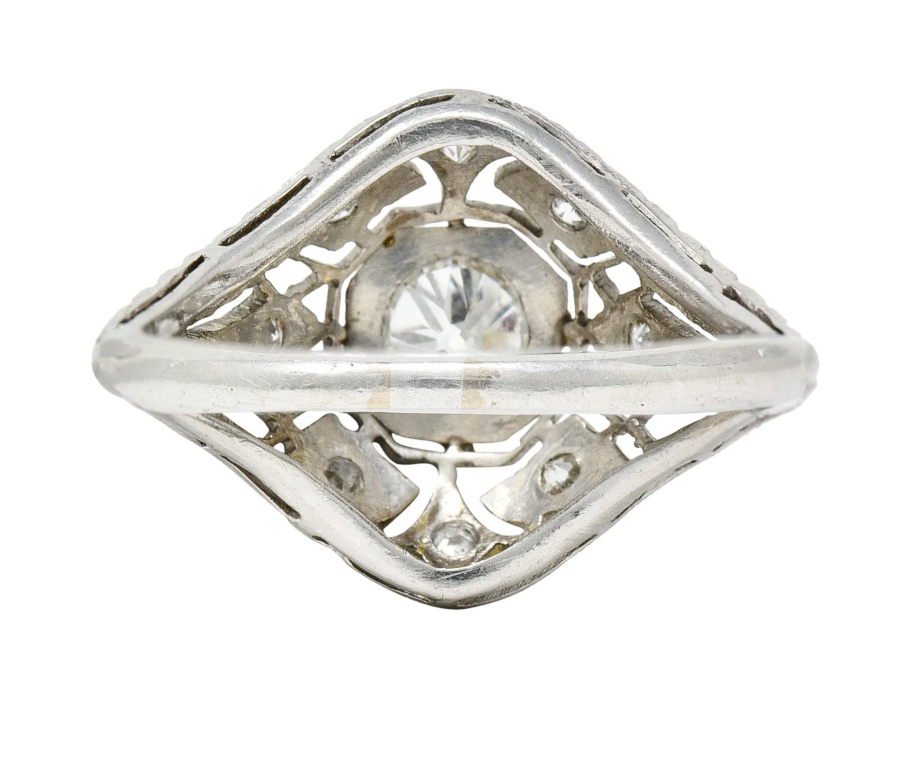 Art Deco 0.65 CTW Diamond Platinum Geometric Dinner Ring