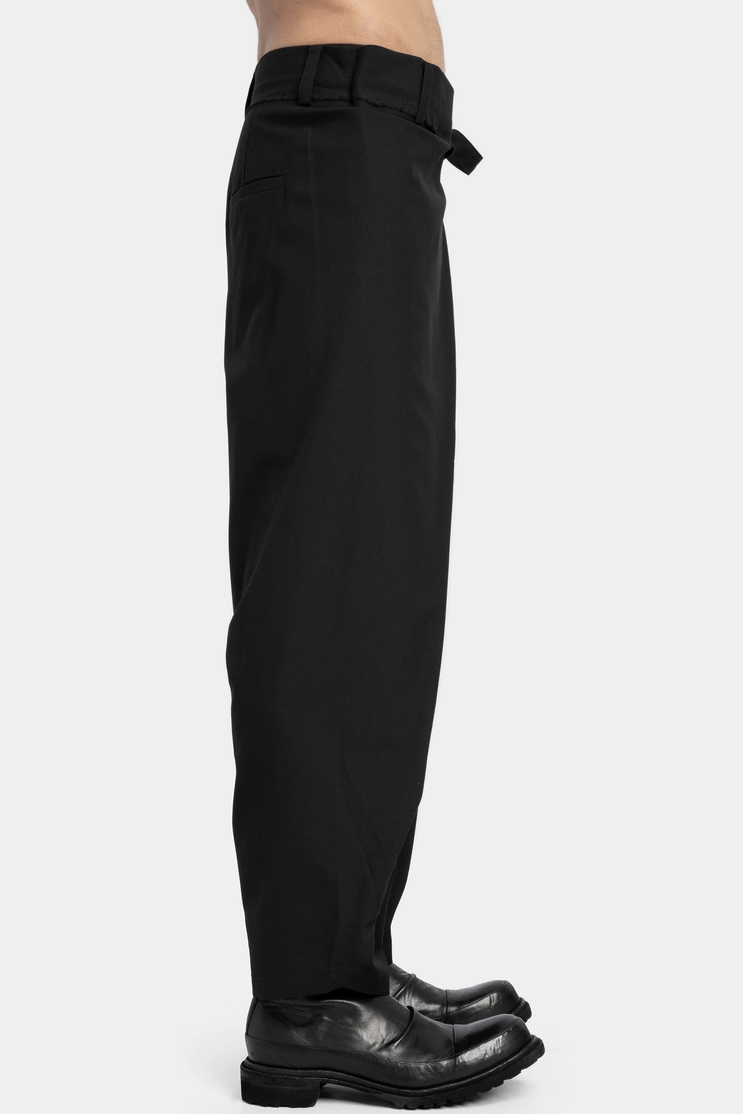 Asymmetrical skirt overlay wool blend pants