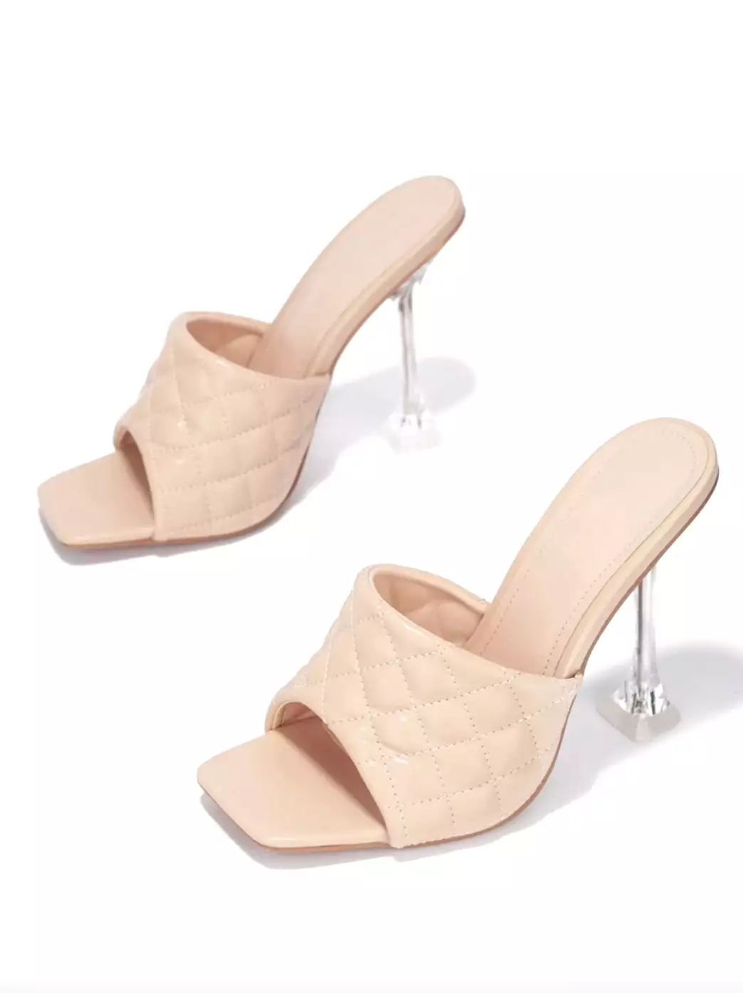 Audrey Quilted Heels - Nude