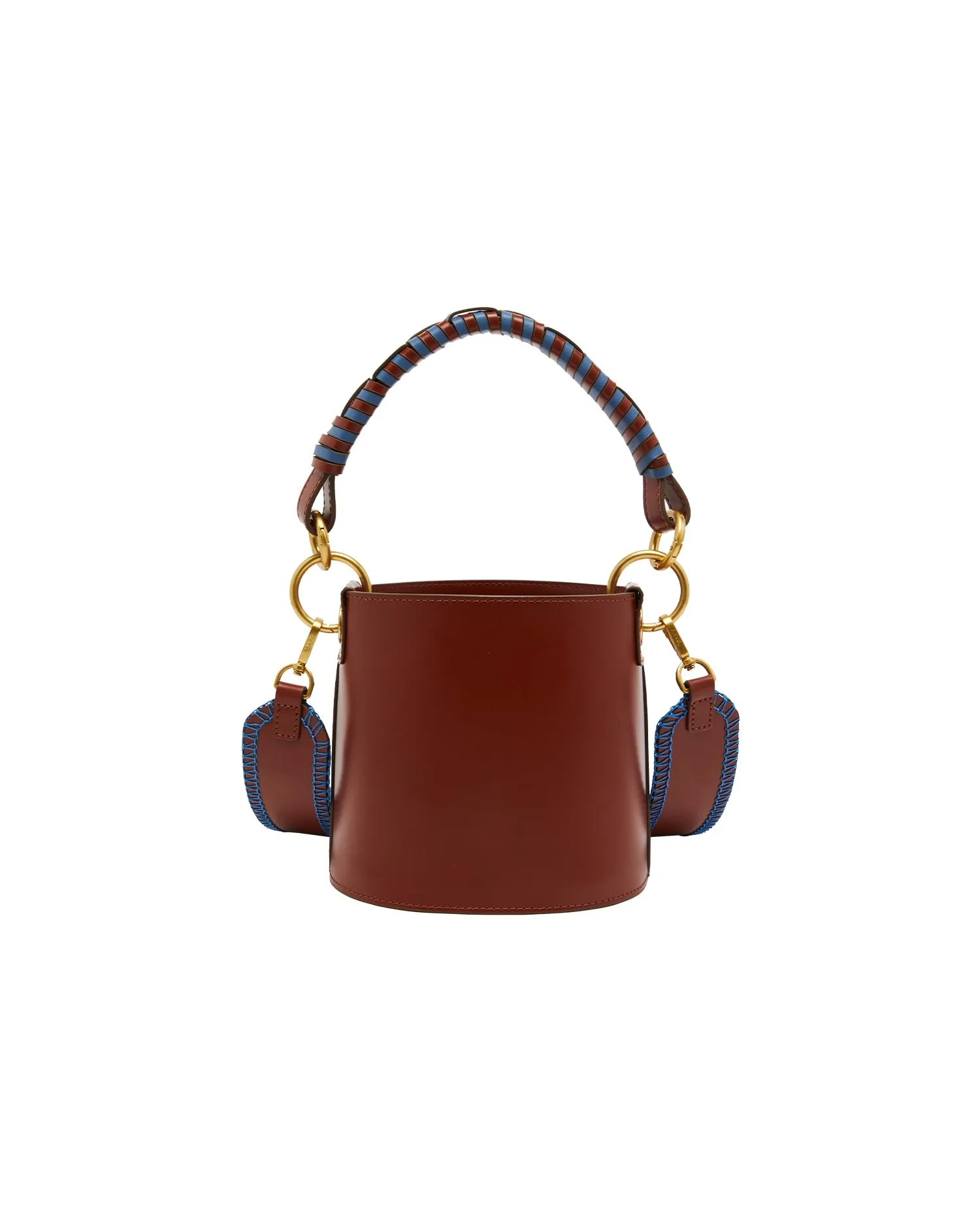 BAPY BRAIDED HANDLE LEATHER BUCKET BAG LADIES