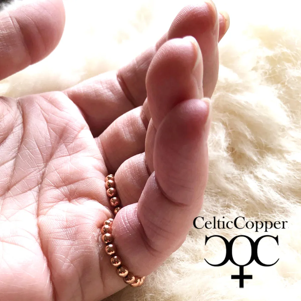 Beaded Copper Ring Cultured Pearl Ring Beaded Copper Stretch Ring Simple Keshi Pearl Ring