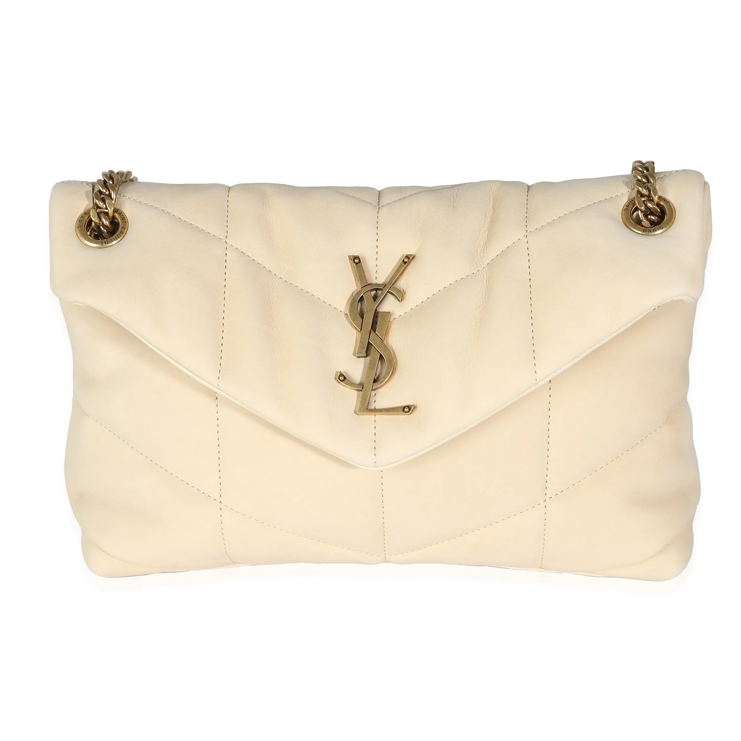 Beige Quilted Nubuck Small Puffer Chain Bag