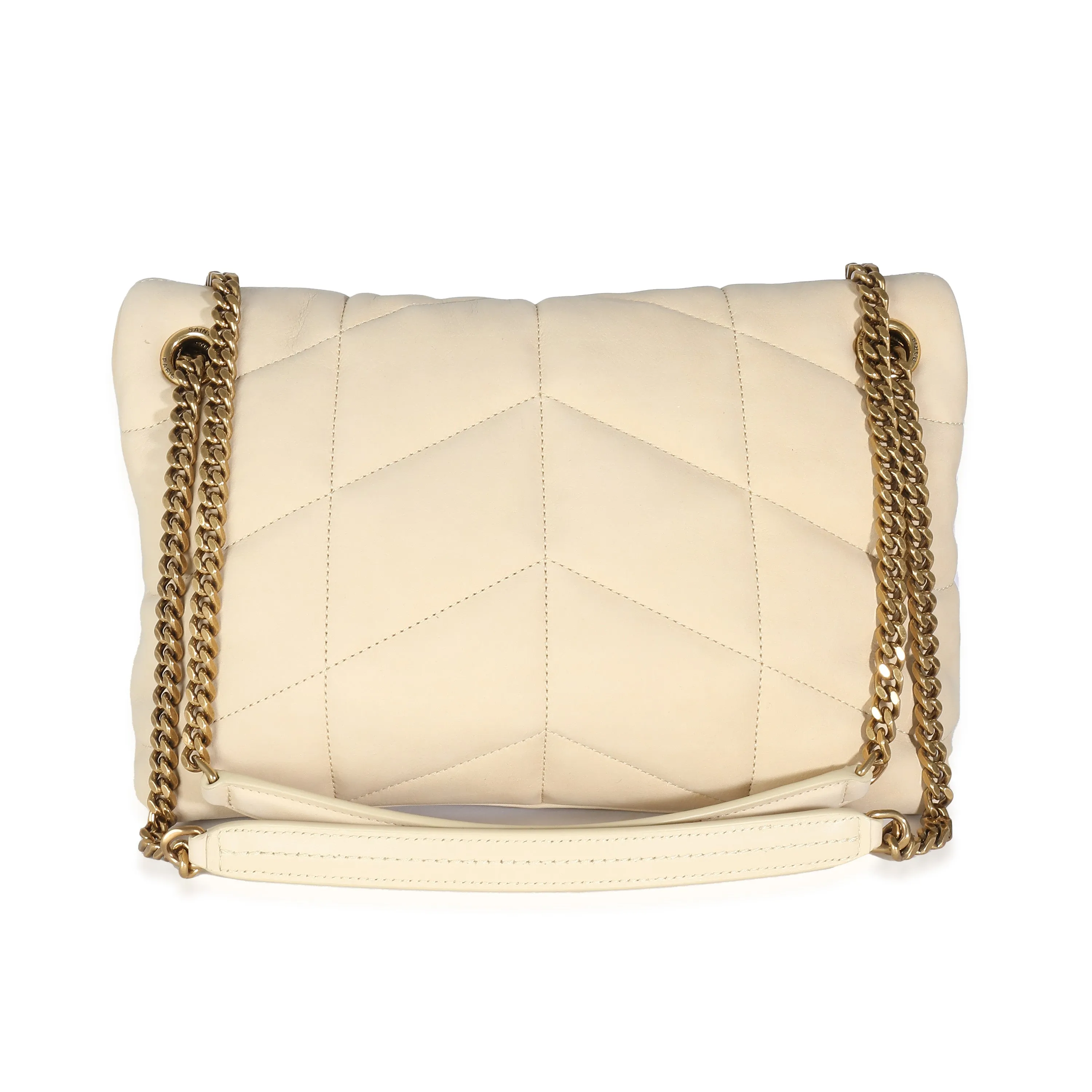 Beige Quilted Nubuck Small Puffer Chain Bag