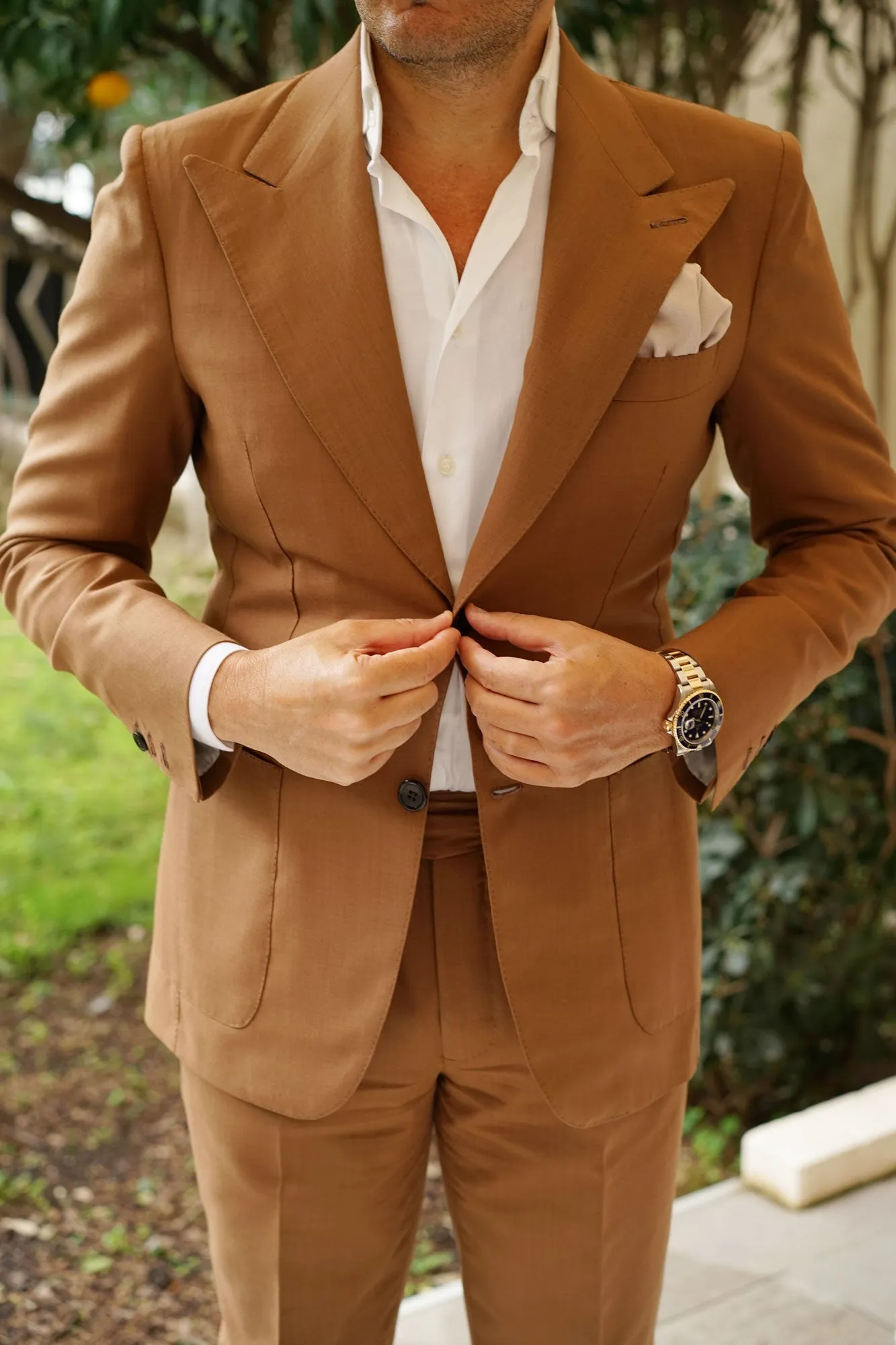 Biscotti Cream Linen Pocket Square