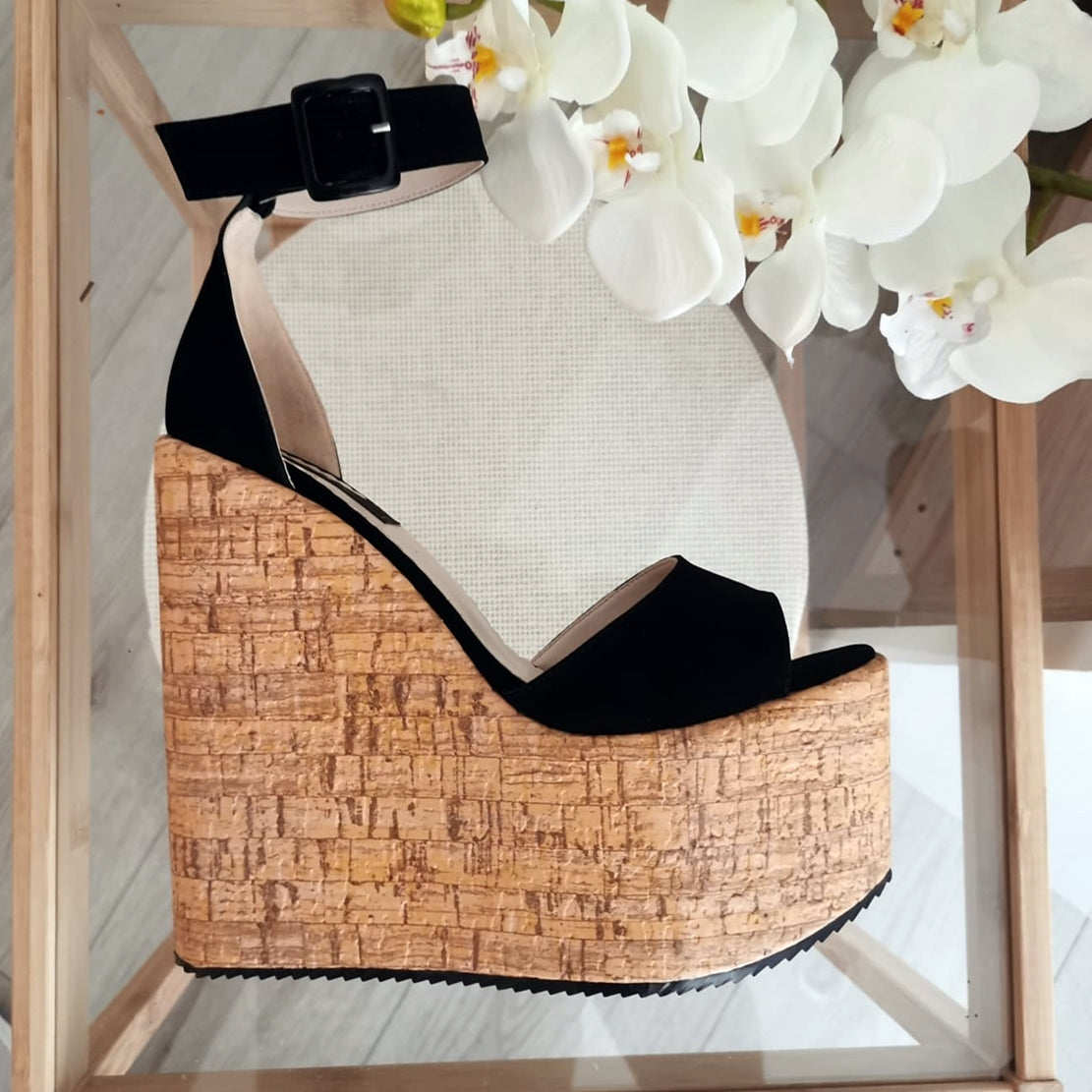 Black Ankle Strap Platform Sandals