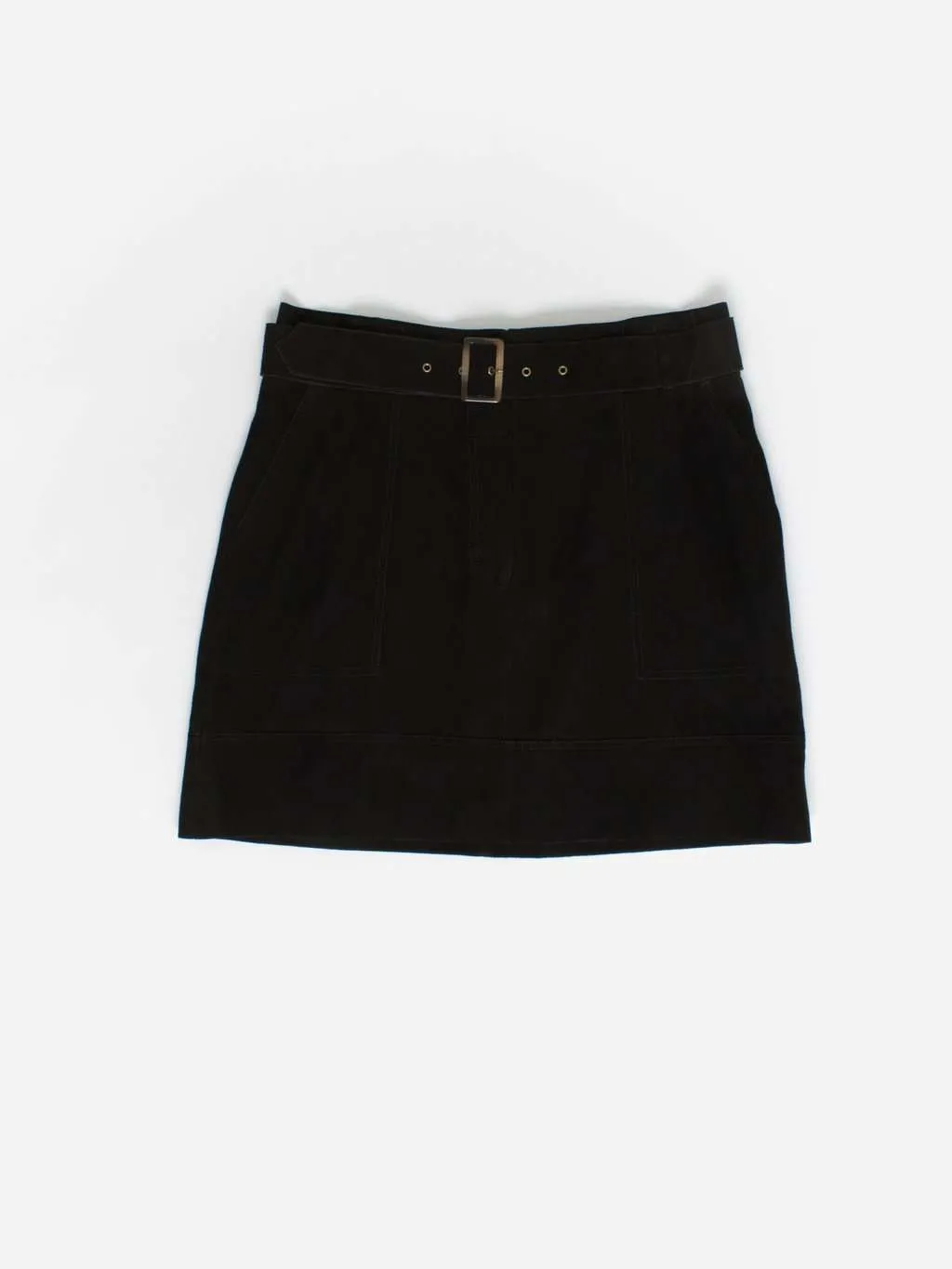 Black suede skirt with matching belt – Large