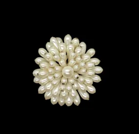 Bold 3-D Faux Pearl Vintage Flower Brooch