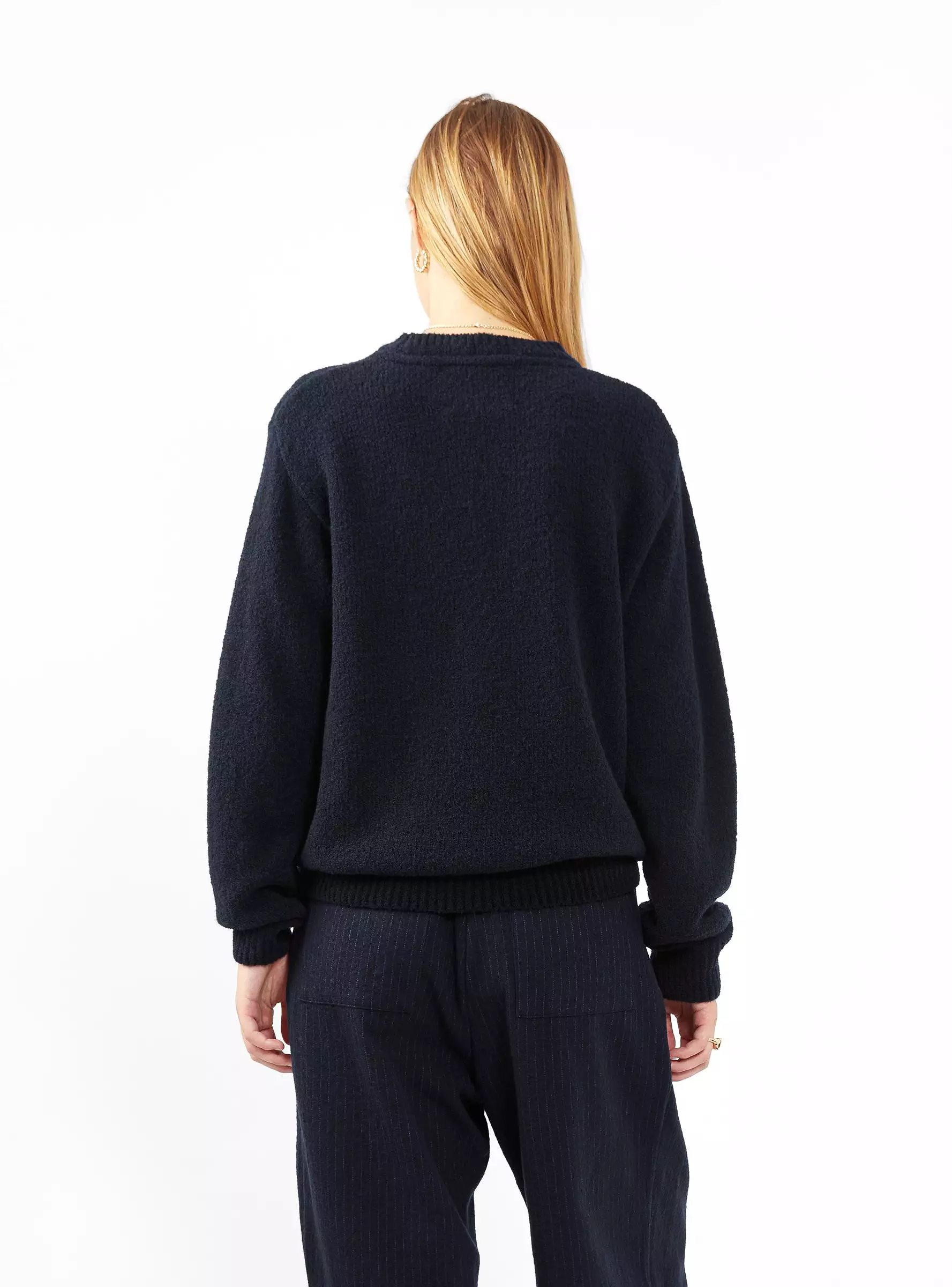 Boucle Crew Sweater Navy