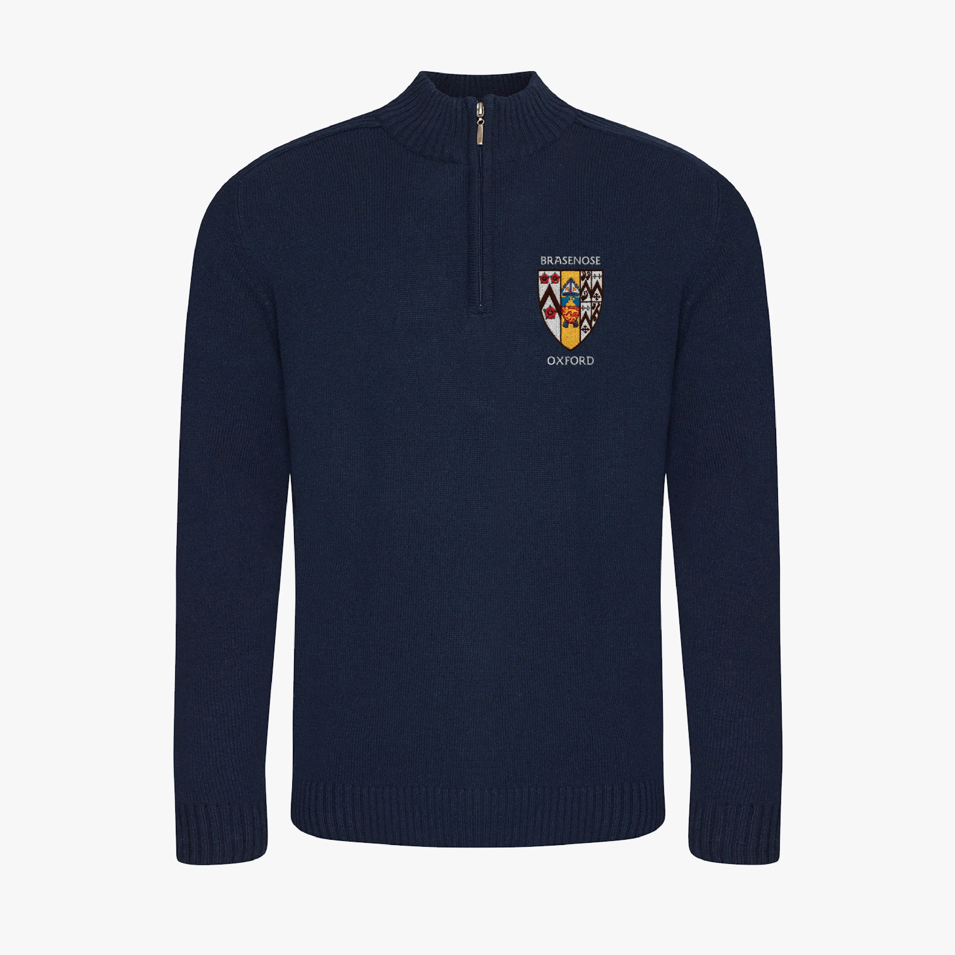 Brasenose College Regenerated Cotton 1/4 Zip Sweater