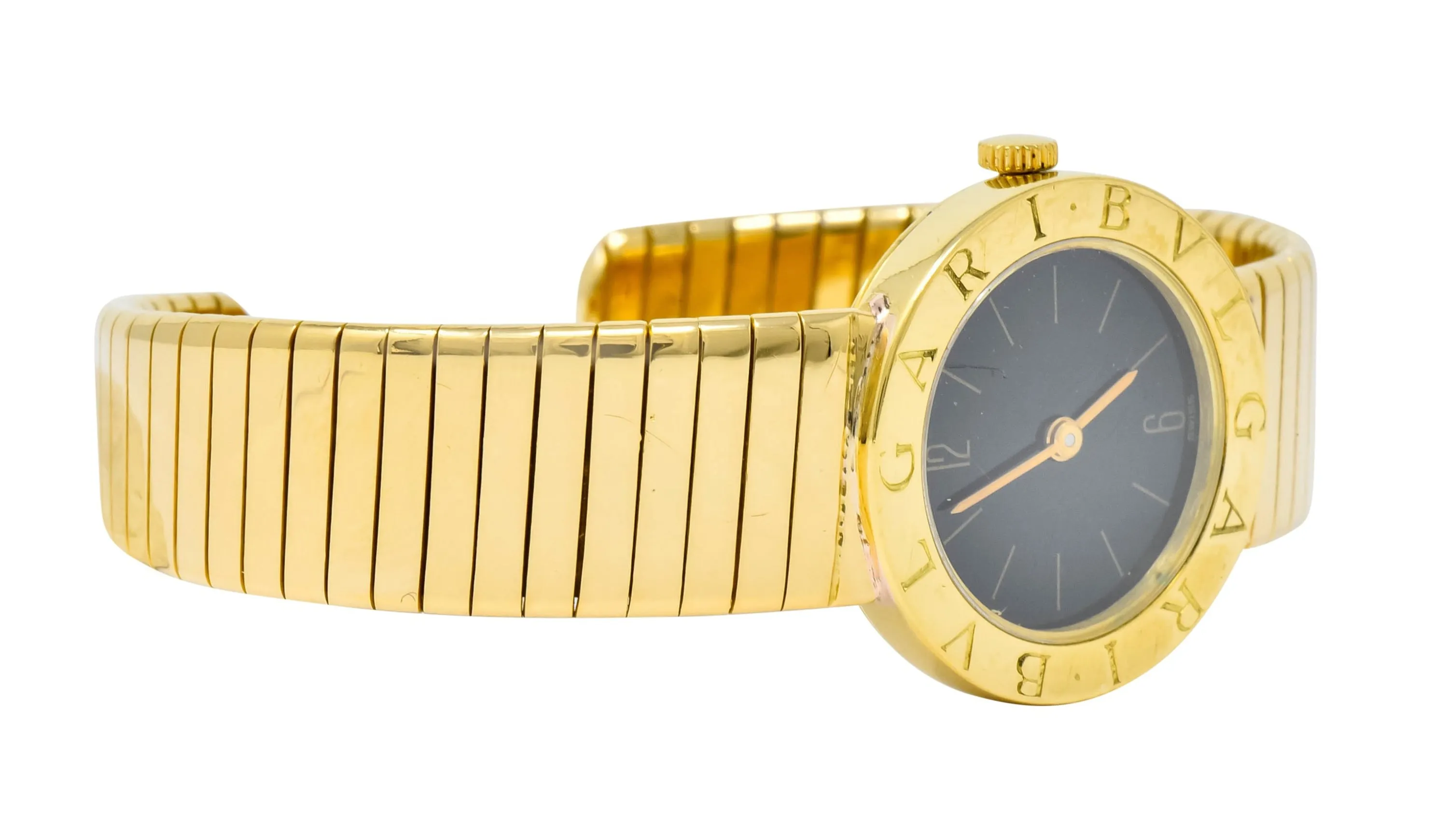 Bulgari 18 Karat Yellow Gold Tubogas Serpenti Flex Band Quartz Wrist Watch