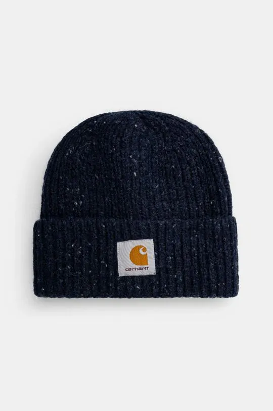 Carhartt WIP beanie Anglistic Beanie navy blue color thick knit I013193.2J0XX