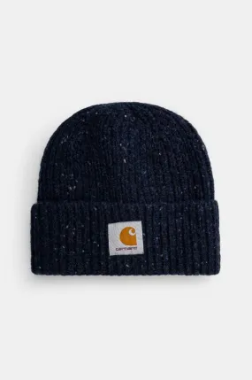 Carhartt WIP beanie Anglistic Beanie navy blue color thick knit I013193.2J0XX