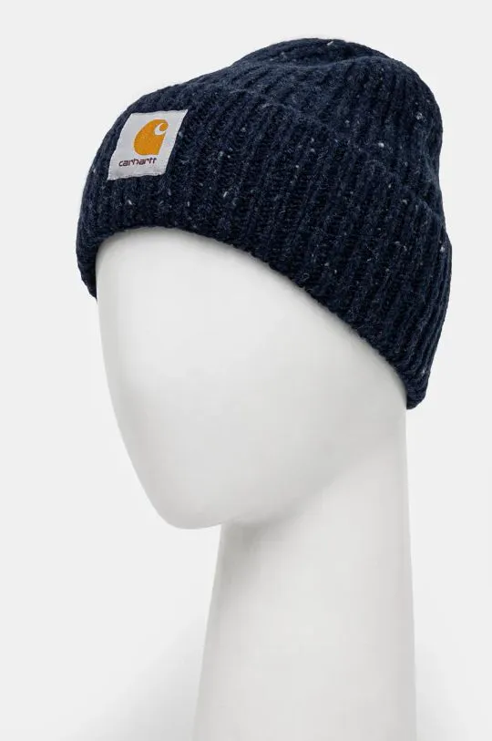 Carhartt WIP beanie Anglistic Beanie navy blue color thick knit I013193.2J0XX