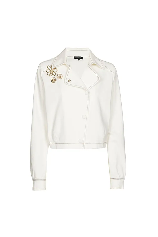 Caroline Biss FLOWER DETAIL SHORT COTTON JACKET