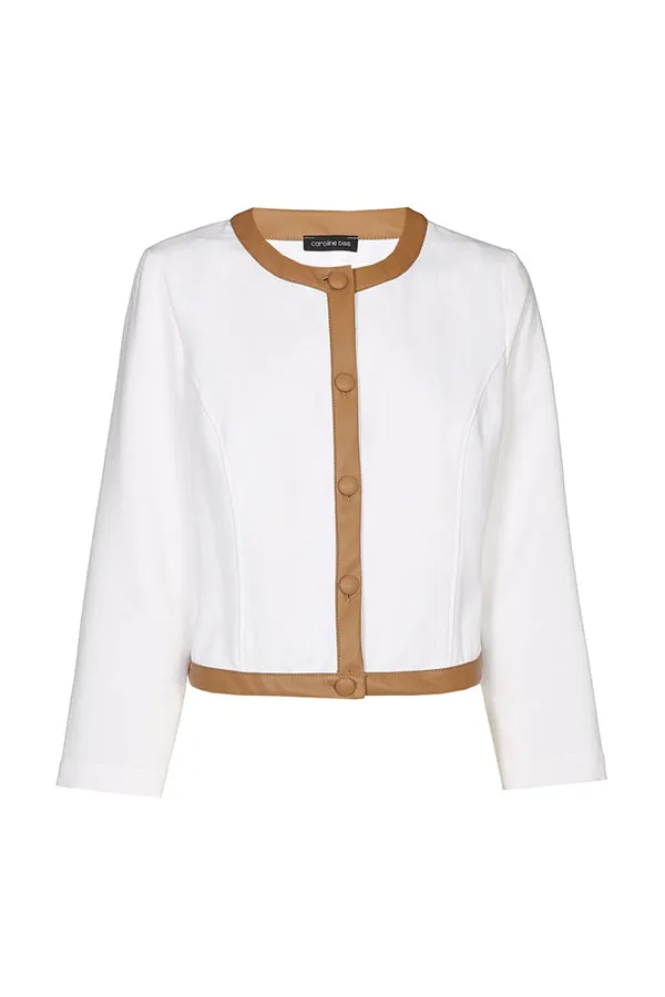 Caroline Biss LEATHER DETAIL SHORT JACKET