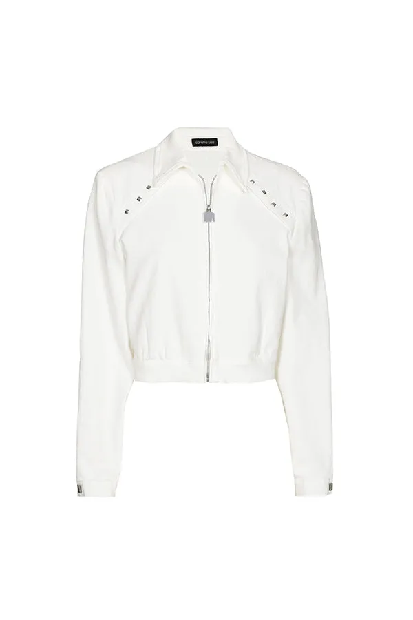 Caroline Biss OFF WHITE SHORT ZIPPED JACKET