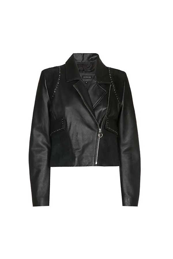 Caroline Biss SHORT LEATHER PERFECTO JACKET