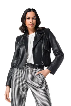 Caroline Biss SHORT LEATHER PERFECTO JACKET