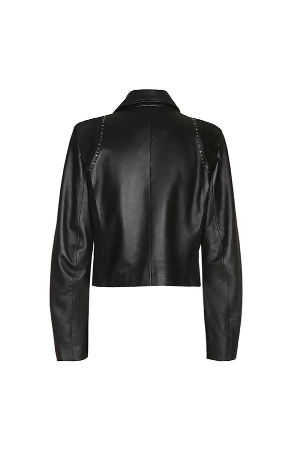 Caroline Biss SHORT LEATHER PERFECTO JACKET