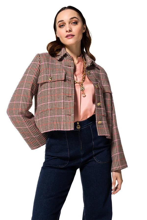 Caroline Biss SHORT PRINCE OF WALES CHECK JACKET