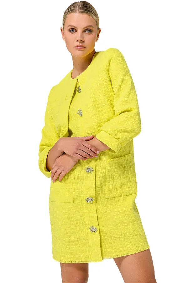 Caroline Biss YELLOW BOUCLETTE SHORT JACKET