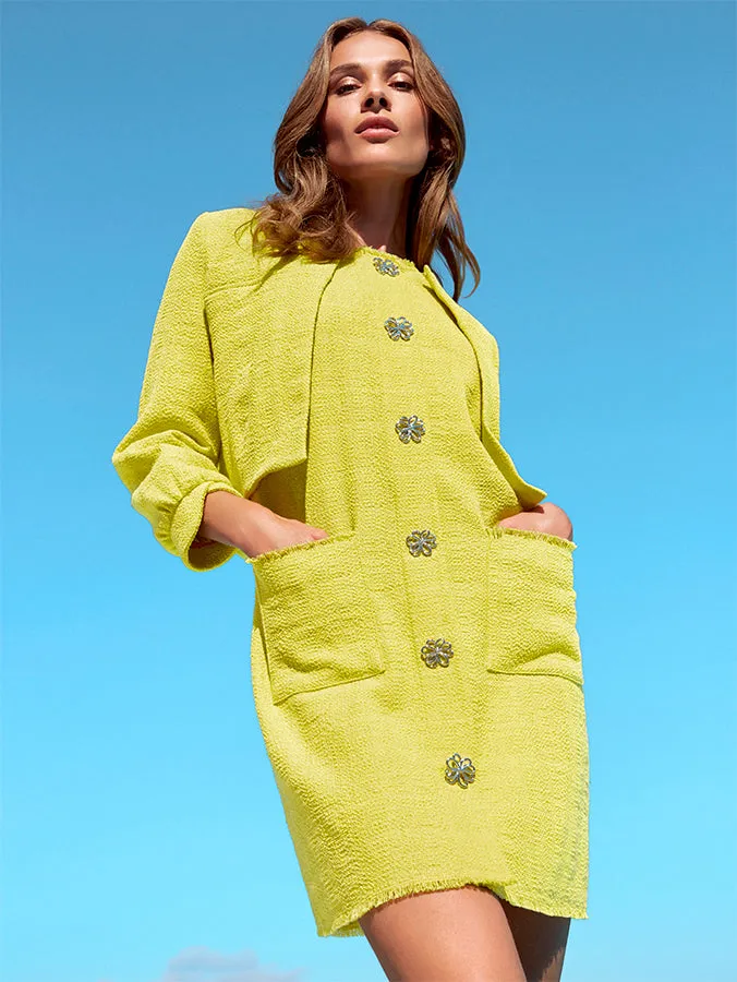 Caroline Biss YELLOW BOUCLETTE SHORT JACKET