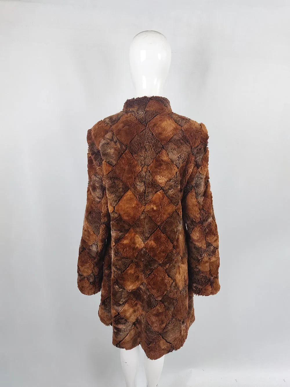 Caroline Charles Vintage Brown & Ginger Silk Lined Faux Fur Coat, Spring 2006