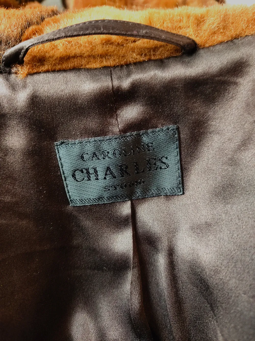 Caroline Charles Vintage Brown & Ginger Silk Lined Faux Fur Coat, Spring 2006